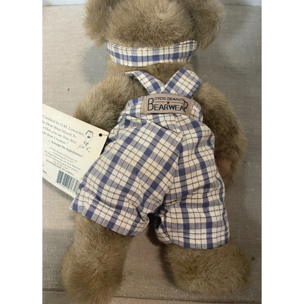 Boyds Bears Brooke B Bearsley Plush‎ Teddy Bear Plaid Romper Bow 917400 Vintage